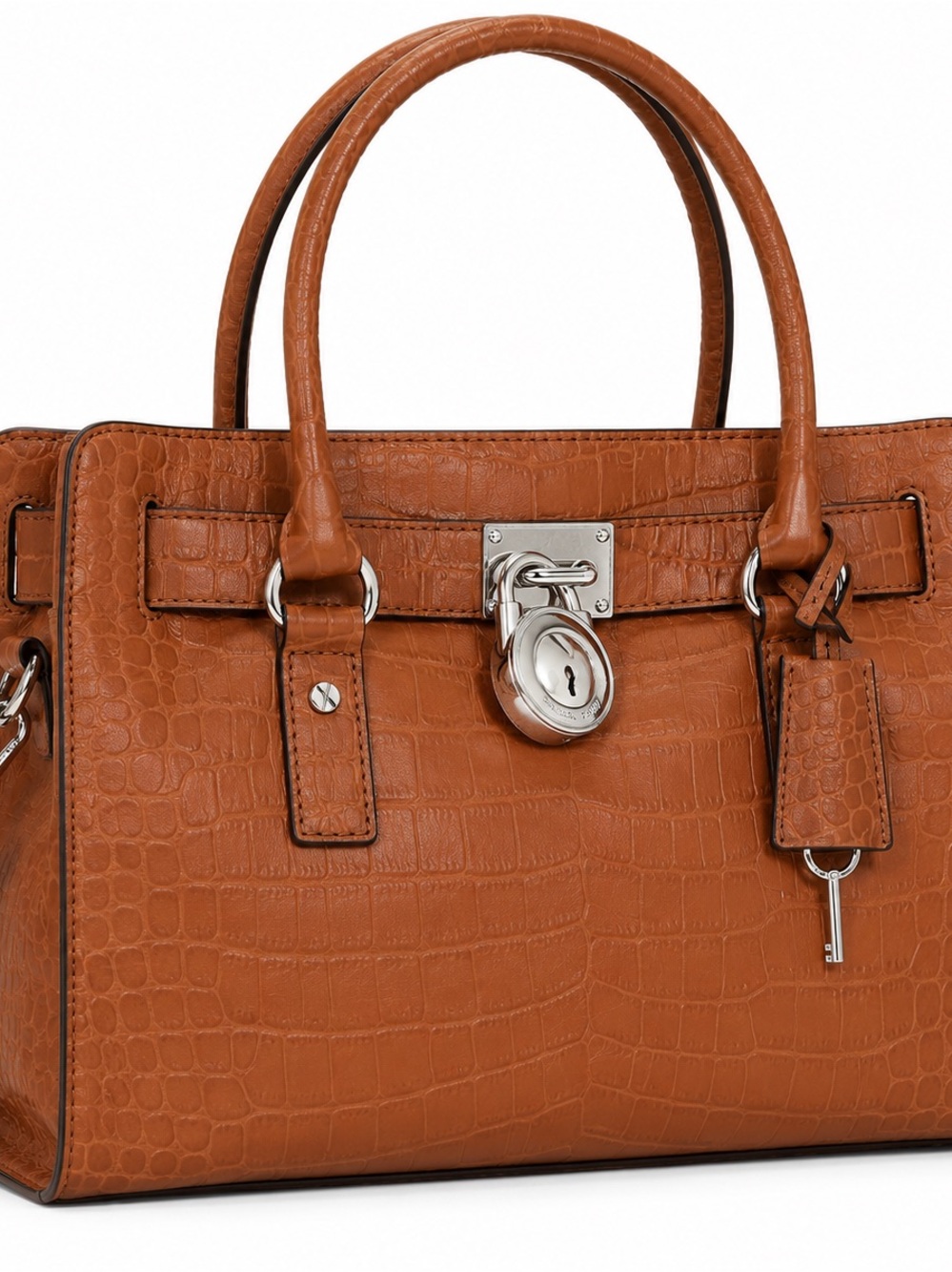👜 Michael Kors Croc Embossed Cognac Satchel & Crossbody ✨